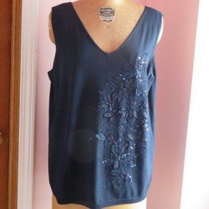 Josephine Chaus Navy Knit Shell with Sequins